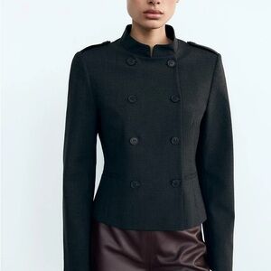 Women's Black Double-Breasted Jacket